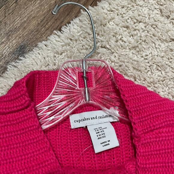 Cupcakes & Cashmere XS Oversized Pink Mock Neck Ribbed 100% Cotton Sweater NWT - Picture 4 of 7